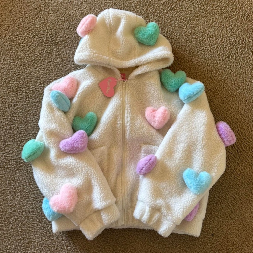Sugar Thrillz Dolls Kill ‘SNUGGLE WONDERLAND’ Sherpa Hoodie Jacket White M/L NWT - Picture 5 of 10